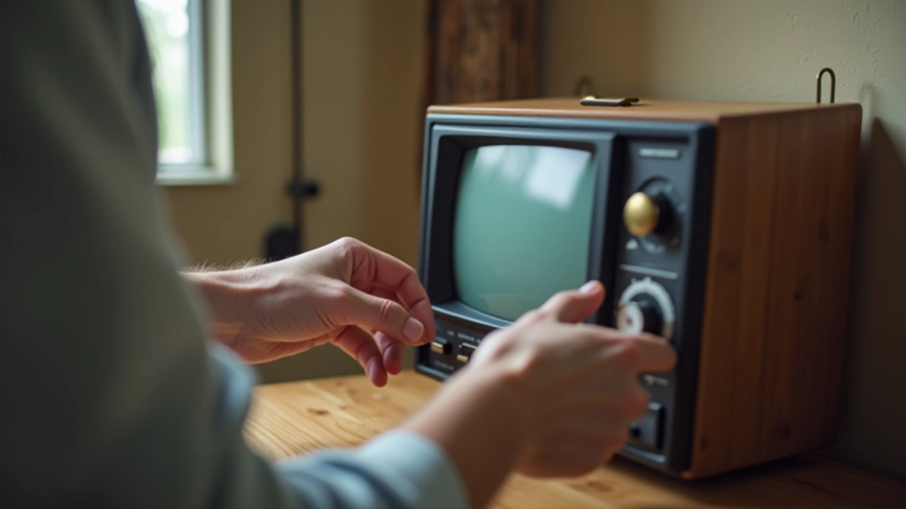 Personne testant le fonctionnement d'un appareil électronique d'occasion, vérification des boutons et de l'écran